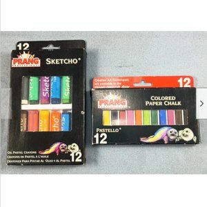 Dixon Prang 12 Oil Pastel Crayons 11660 Sketcho + 12 Pastello Paper Chalk 10441